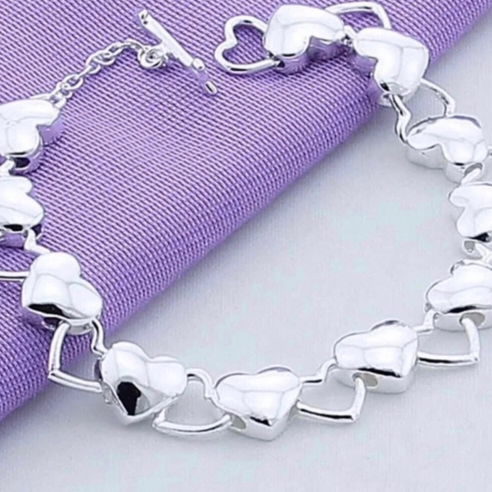 Sterling Silver Heart Link Bracelet